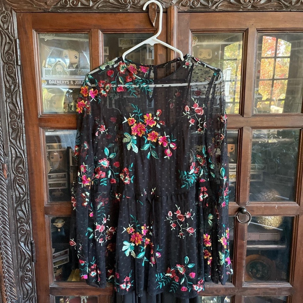 Zara Black Floral Mesh Blouse - Gem Zara Black Floral Mesh Blouse - Gem